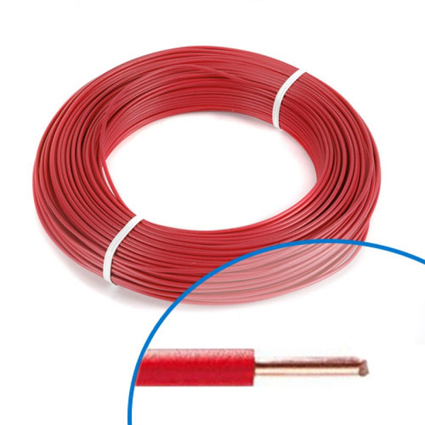 Cable electrique rigide domestique HO7V-U 2.5mm2 rouleau de 100m  Rouge[FILH07VU2.5RGC100] - TEXYS